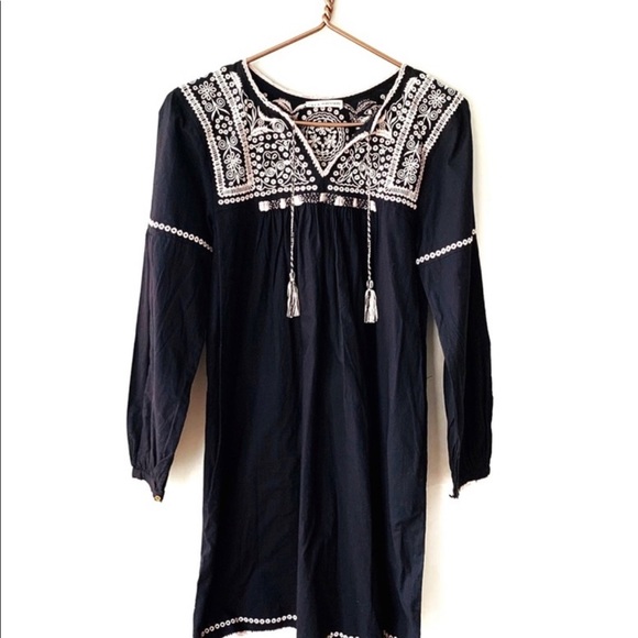 Ulla Johnson | Black Pink Embroidered Boho Dress 0 - Picture 2 of 5